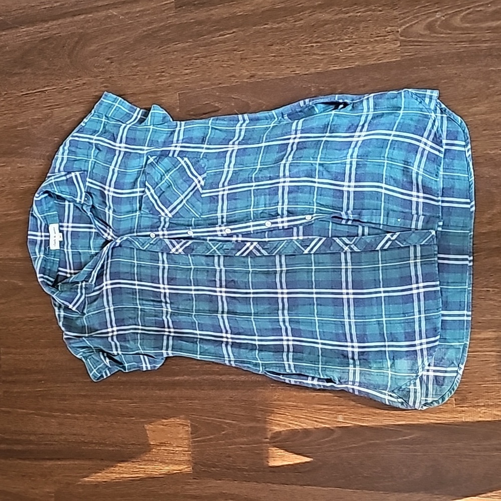 Cloth and Stone plaid pocket buttonup tunic/dress w/pockets sz M EUC!
